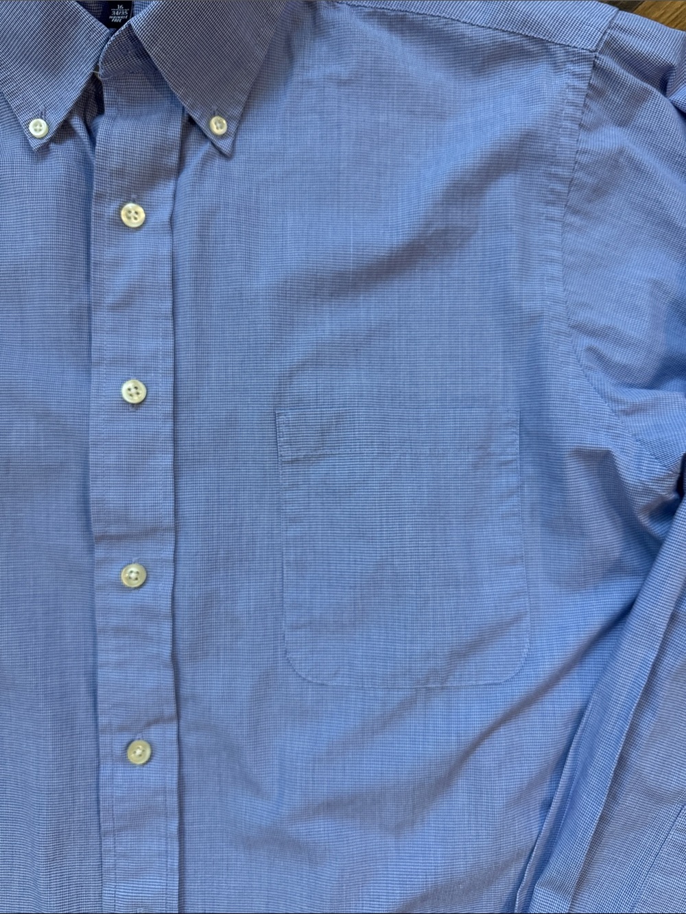 Chaps Classic Fit Wrinkle Free Blue Button Down Dress Shirt 16 34/35 - Picture 3 of 7